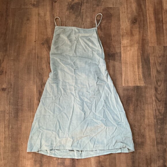 Princess Polly Sage Linen Halter Mini Dress Size 8 US - Picture 5 of 9